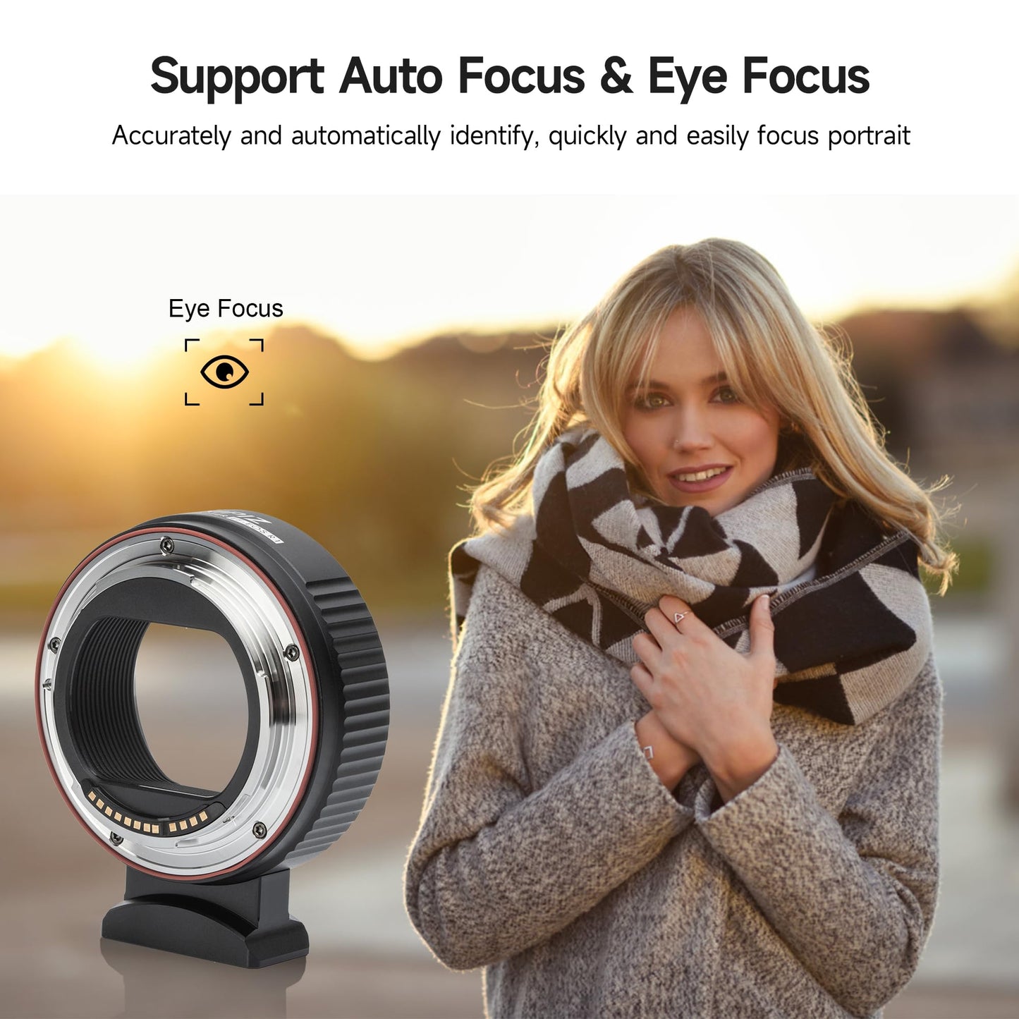 Snipiz Ef-Eos R Mount Adapter Auto-Focus Lens Mount Adapter Converter Ring Compatible With Canon Ef/Ef-S Series Lens To Eos R, R
