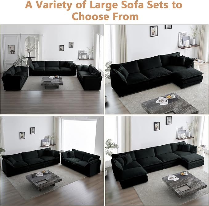 mikibama Luxury Loveseat Sofa Couch, 76" Modern Chenille Deep 2-Seater Cloud Couch with 2 Armrest Pillows and 2 Toss Pillows, Love Seat for Living Room Bedroom Office Apartment, Black