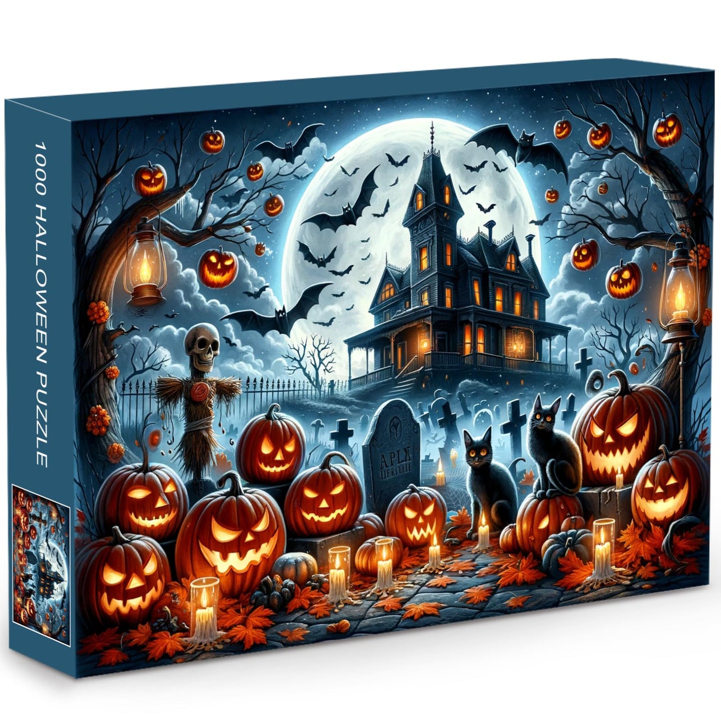 Halloween Nightmare 1000-Piece Jigsaw Puzzle for Adults|Creative Play & Holiday Party Gifts |28 x 20 Inches|Horror Haunted House Pumpkin, Skeleton, Ghost, Grave Theme Puzzles (Halloween -1, 1000)