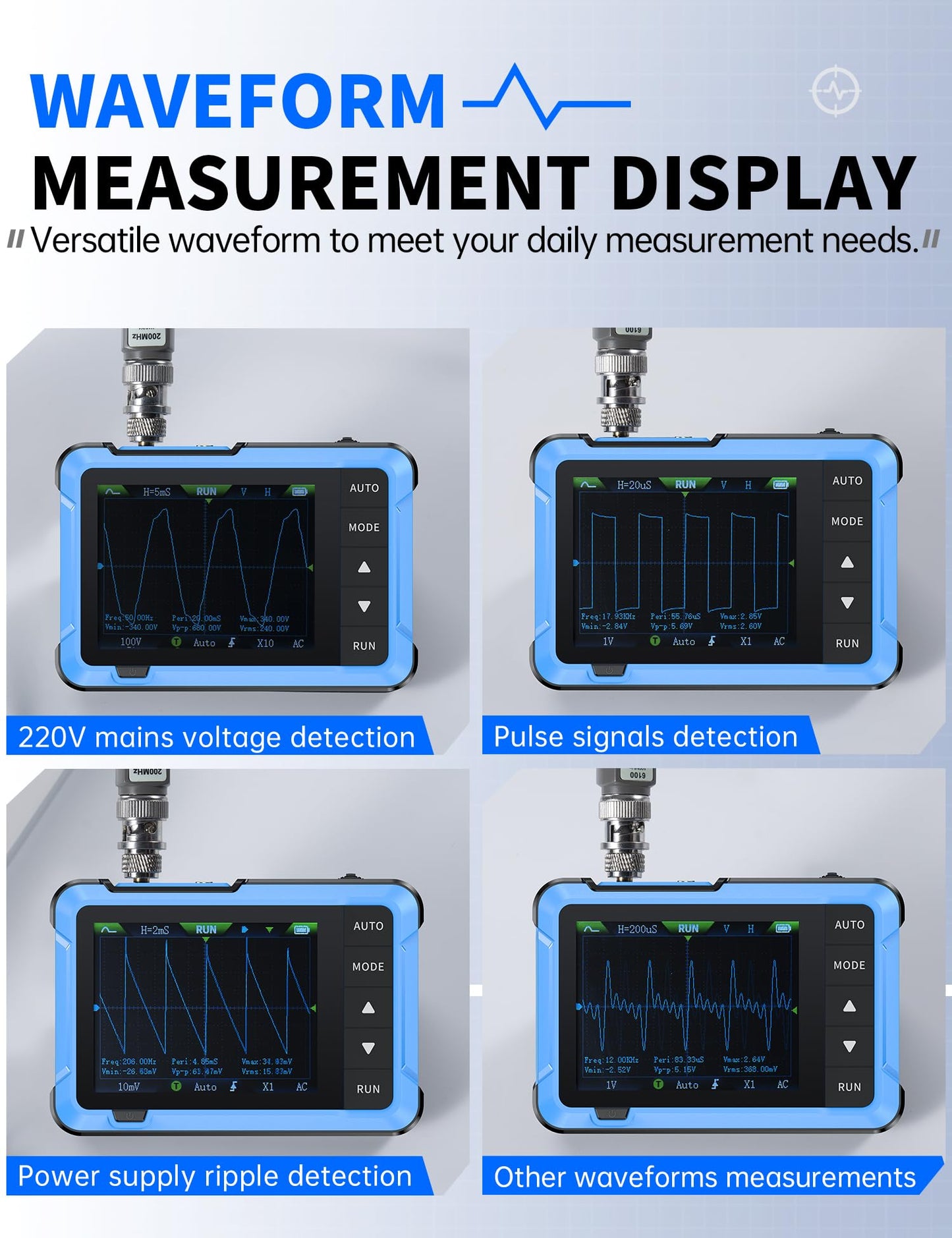 FNIRSI DSO-510 Handheld Oscilloscope/DDS Signal Generator 2 in 1, Digital Portable Automotive Oscilloscope 2.8 inch TFT, 10MHz Bandwidth, 48MS/s Sampling Rate, Trigger Function Auto/Nomal/Single