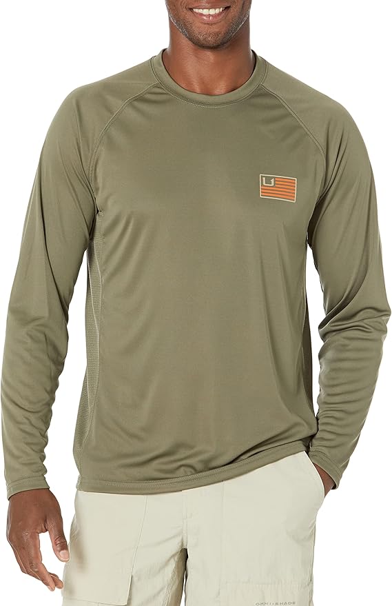 Huk Men's Americana Flag Pursuit | Long Sleeve Performance Fishing Shirt with +30 UPF Sun Protection