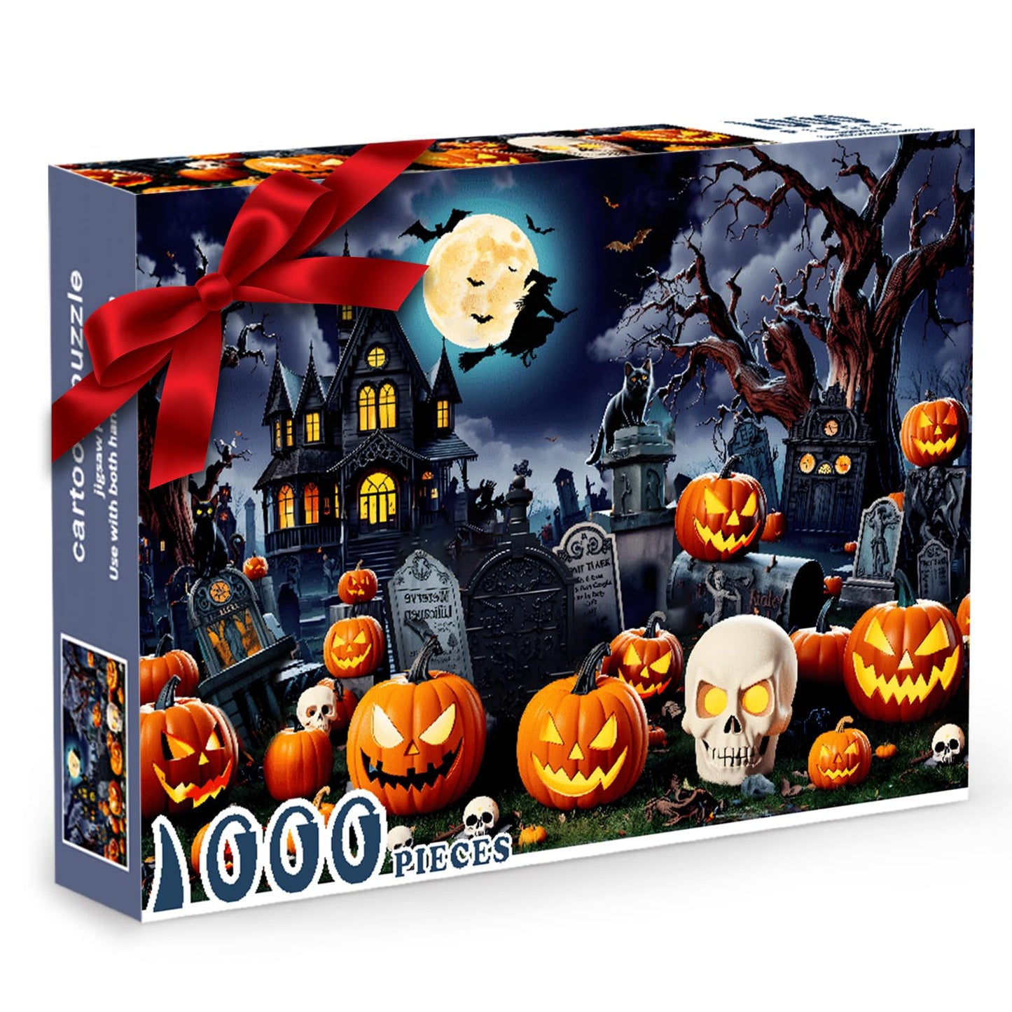 Halloween Puzzles 1000 Pieces-Creative Play & Haunted House Pumpkin,Witch,Skeleton,Ghost,Grave Theme Puzzles-for Holiday Party Gifts or Halloween Home Decorations