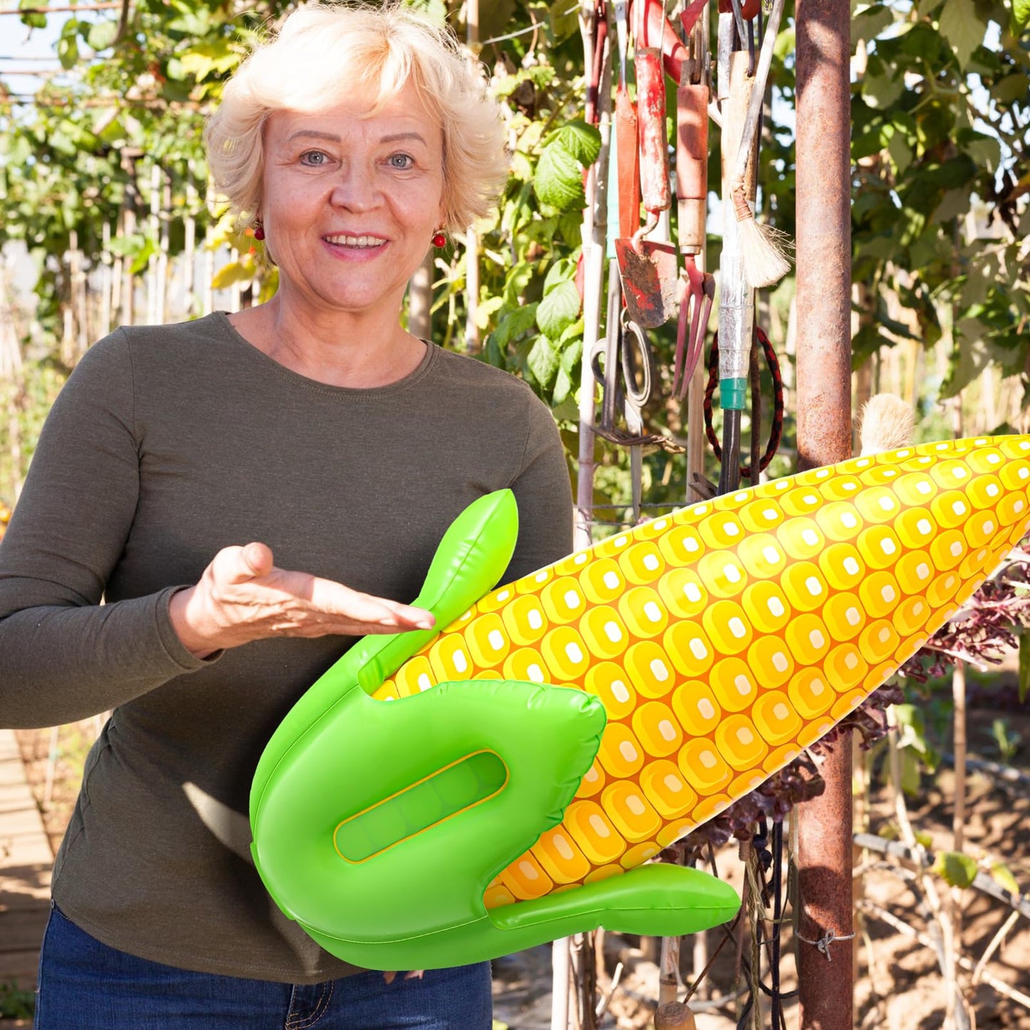 Deekin 2 Pack PVC Corn Balloons Inflatable Corn Cob 24" x 13" Blow up Harvest Decorations Balloons for Farm Fall Thanksgiving Party Decoration Supplies