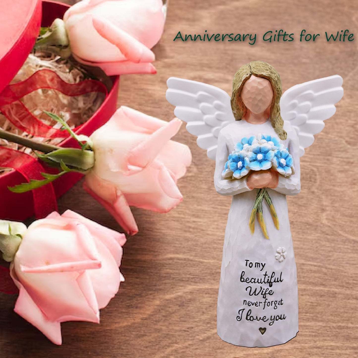 AUMELO Wife Gifts from Husband-Birthday Gifts for Wife, Woman Gifts, Wedding Gift,Gifts for My Wife for Wife,Best Wife Presents-Handmade Resin Figurines (Blue)