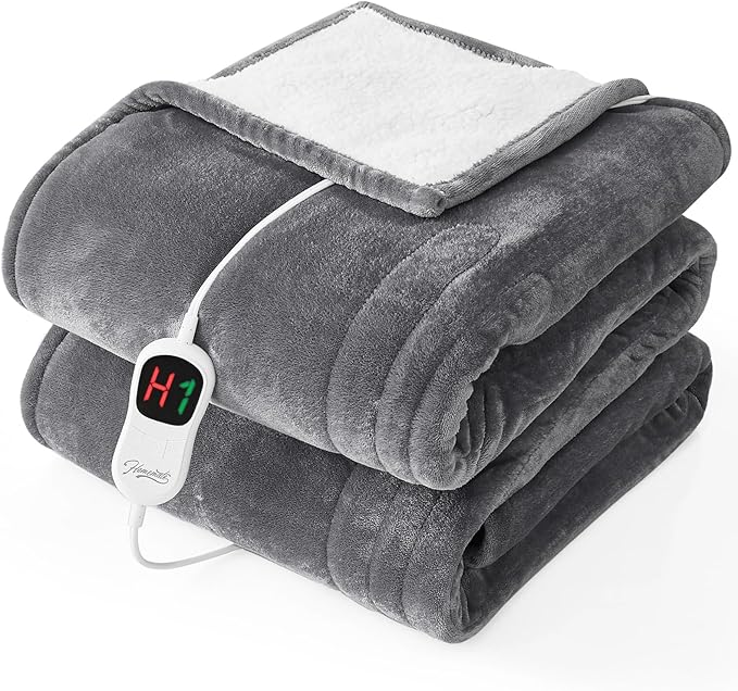 Homemate Electric Heated Blanket Twin - 62"x84" Heating Bed Blankets Throw with 10 Heating Levels 8 Hours Auto Off Fast He...