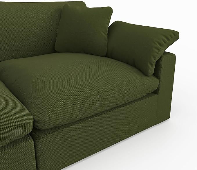 Forest aesthetics 143" Cloud Modular Sectional Sofa,Green Down Filled Sofa 4 Seat with Chaise,Minimalist Sofa Cover Washable and Replaceable Couches for Living Room,Sectional Sofa Deep Seat