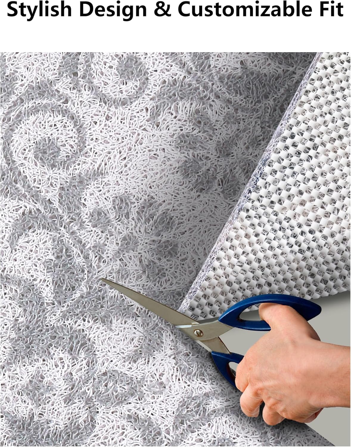 Square Shower Mat, Yonala 24 x 24 Inch Stylish Non Slip Shower Mats for Inside Shower, Soft Trimmable PVC Loofah Anti Slip Shower Mat, Fast Drying Shower Floor Mat for Bathroom, Home, Bath Tub