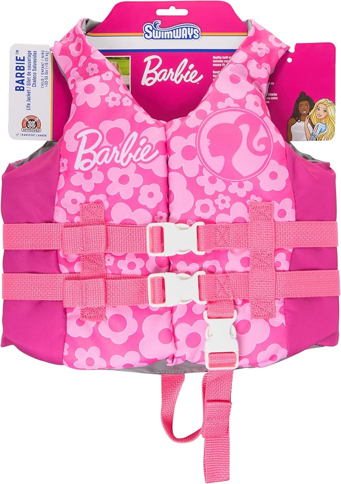 SwimWays Barbie Swim Trainer Life Jacket, US Coast Guard Approved Kids Swim Vest, Pool Floats & Life Jackets for Kids, 33-...