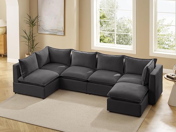 VANOMi Modular Sectional Sofa, 6 Seater Sleeper Sectional Sofa Modular Sectional Couch for Living Room, Sofa Bed-M