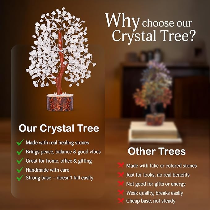Clear Quartz Crystal Tree of Life, Fung Shui Decor, Crystal Money Tree, Crystal Tree for Positive Energy, Home Decor, Spritual Gifts