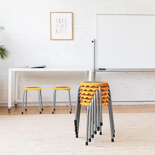 ECR4Kids Daisy Stackable Stool Set, Flexible Seating, Yellow, 8-Piece