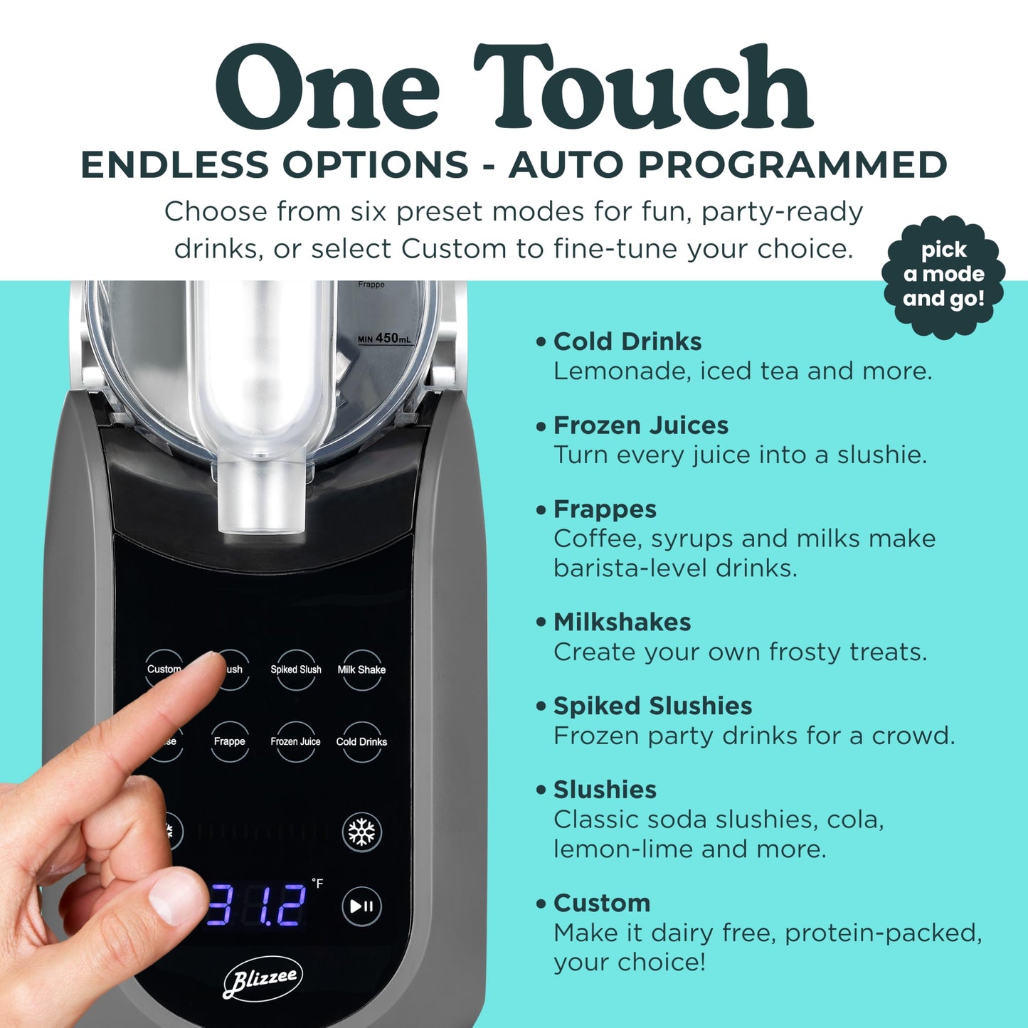 BLIZZEE Slushie Machine for Home 64 oz | Frozen Drink Machine with 6 Preset Programs | No Ice Needed | LED Display | Perfect for Milkshakes, Margaritas, Smoothies, Frappes and More [Dark Grey]