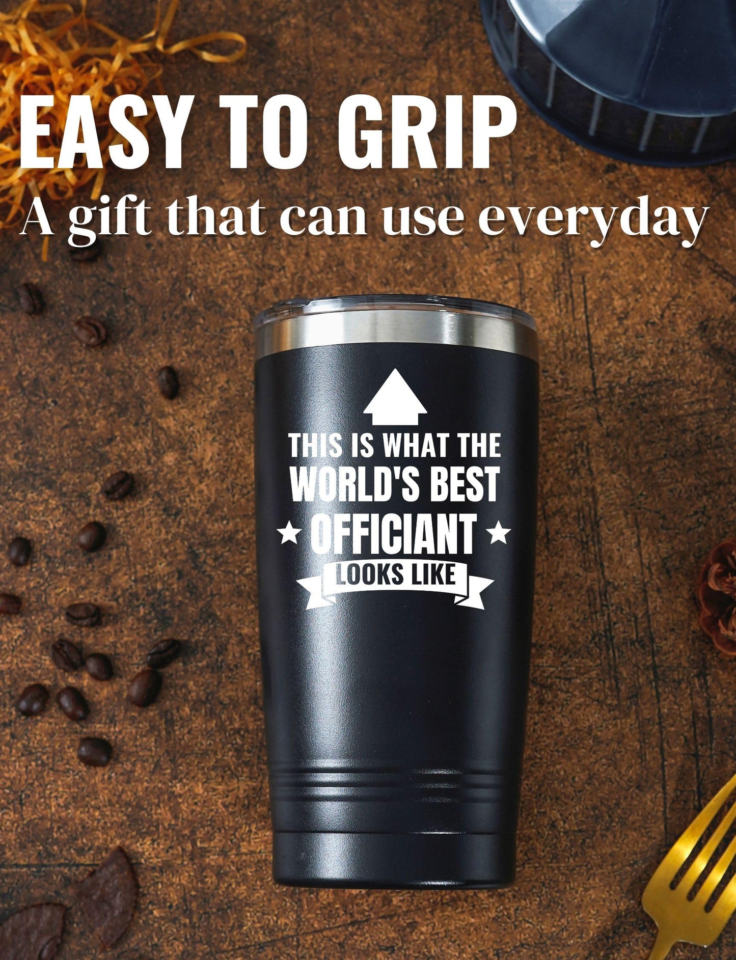 Onebttl Officiant Gifts for Men Women, Wedding Officiant Gift for from Bride Groom, 20oz Stainless Steel Insulated Tumbler with Lid and Straw - World's Best Officiant