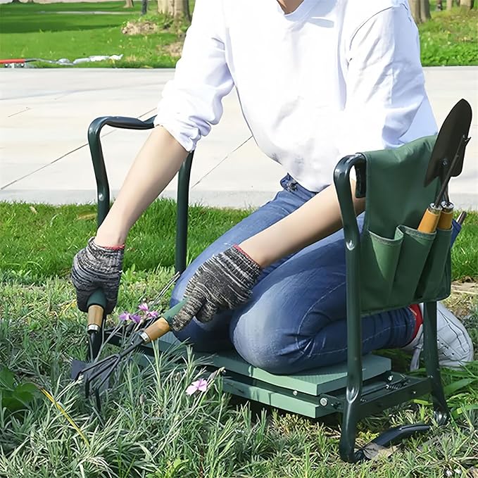 NTCLHFXU Foldable Garden Kneeler Seat Stool with Large Tool Bags Gardening Women Seniors Gardening Benches Kneeler and Seat