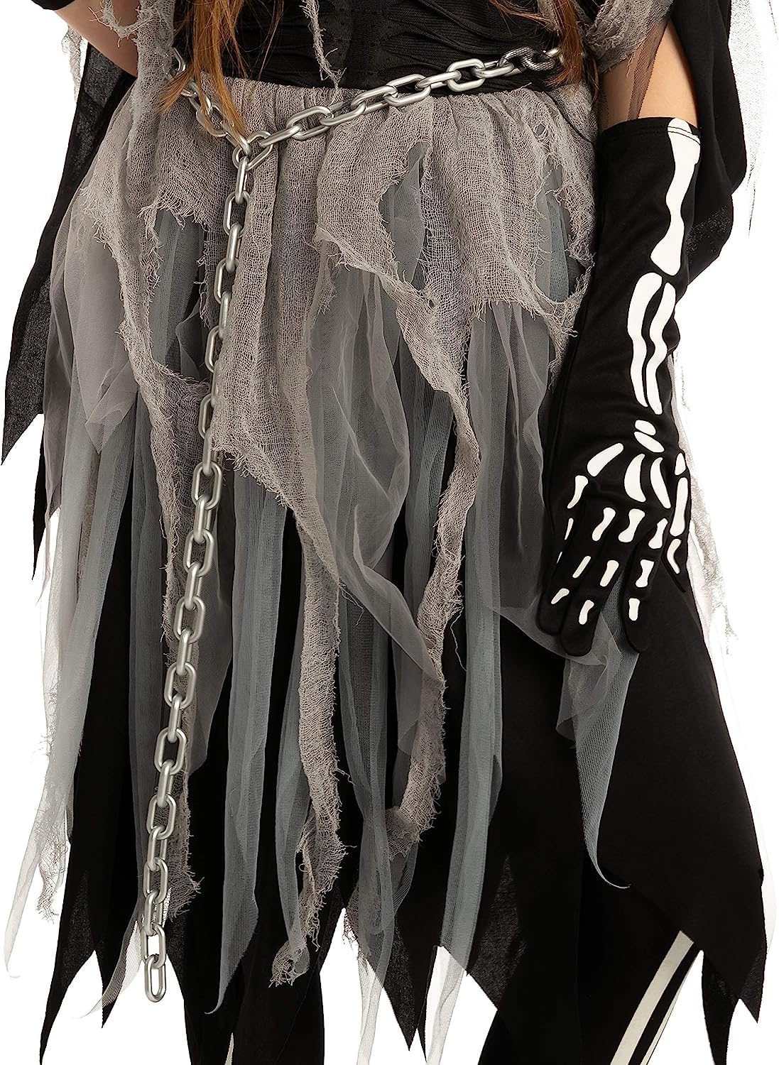 Spooktacular Creations Girl Grim Reaper Costume with Gloves and Tights Glow in the Dark, Scary Halloween Costume for Dress Up Party-M(8-10yr)