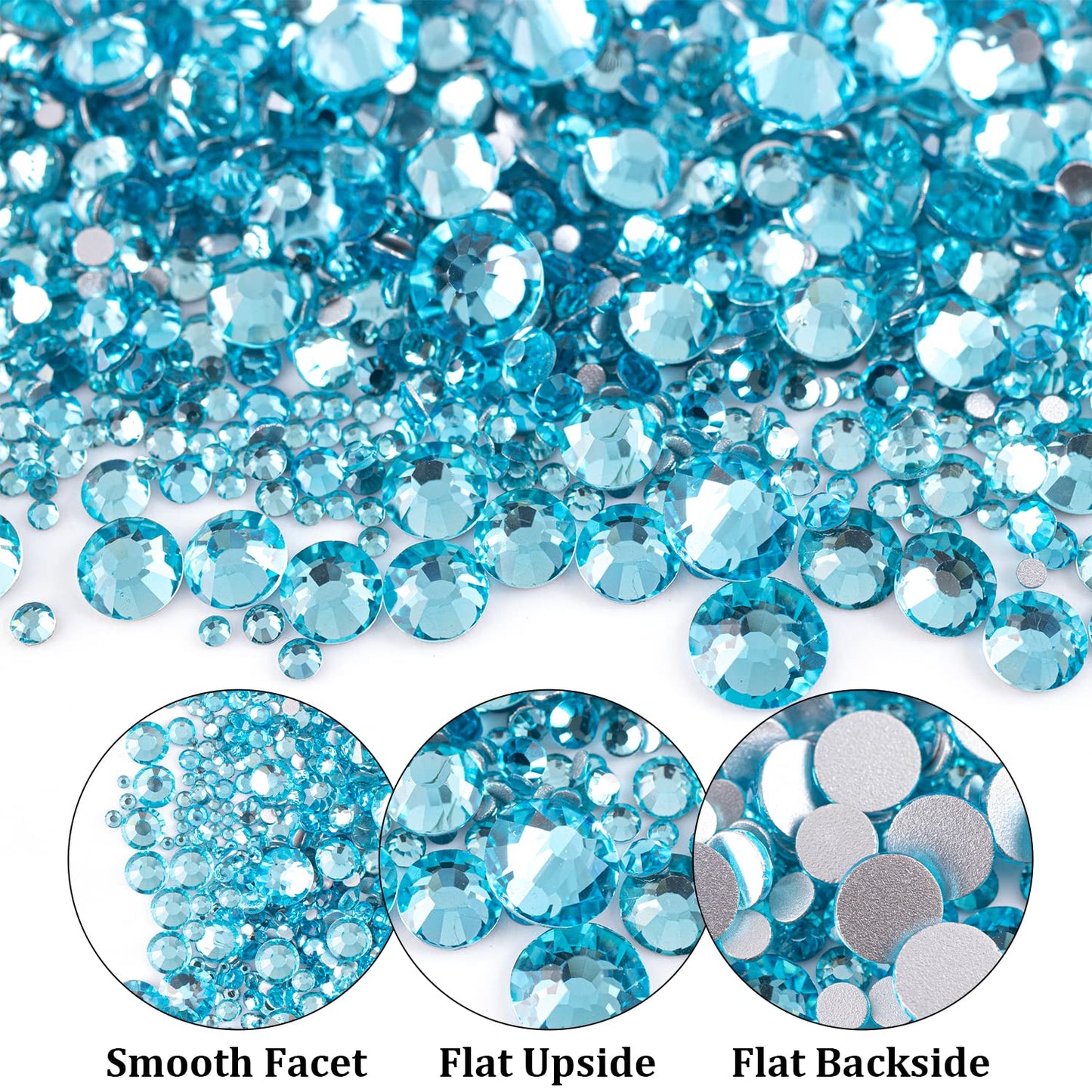 Two Packs of Flatback Rhinestones 4520 Pcs Colorful Nail Art Rhinestones Flatback Crystal Colorful+Lake Blue Rhinestone with Pic