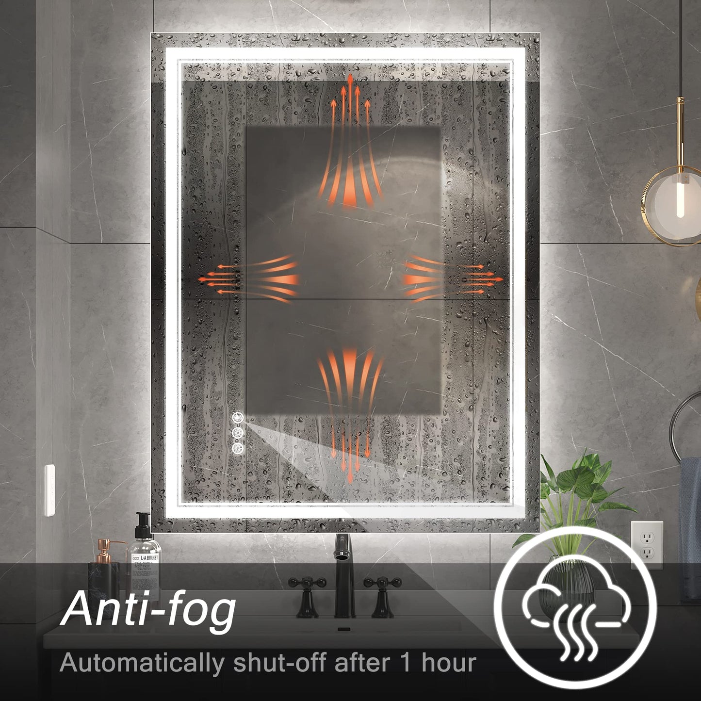 Ratsamee 28x36 Inch Led Mirror for Bathroom with Front Light and Backlit, Dimmable Anti Fog Wall Bathroom Mirror with Led Lights, Water Proof, Decor Vanity Mirror