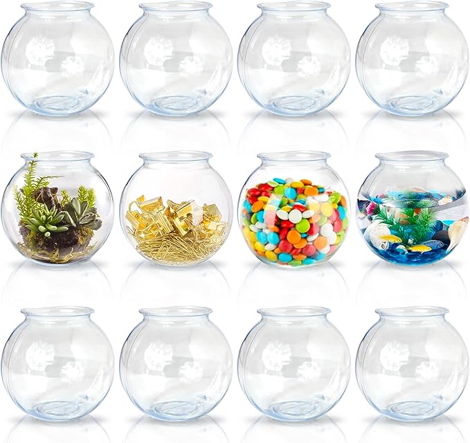 Sterline Plastic Ivy Bowls - 12 Pack - 16 Oz - Fish Bowl for Drinks, Home Décor, Unbreakable Centerpiece, Carnival Game Ac...
