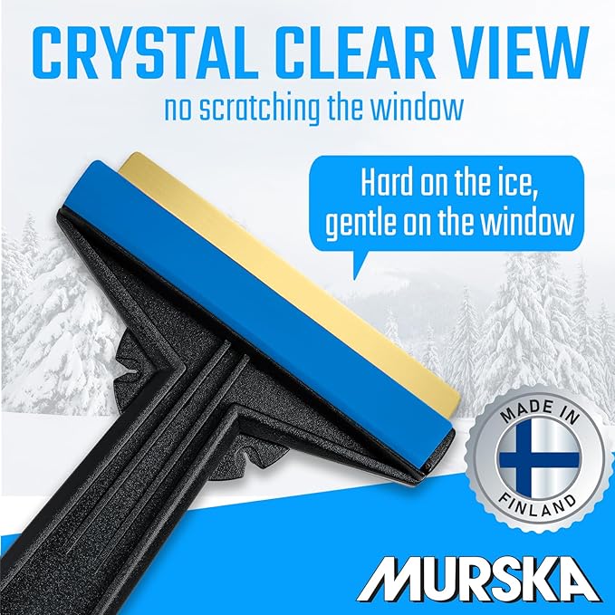 Car Ice Scraper Brass Blade - Fast, Effortless, efficient & Easy - Brass Ice Scrapers for Car Windshield Ice Scraper - Brass Ice Scraper for Car - Original Murska from Europe - for Winter A054