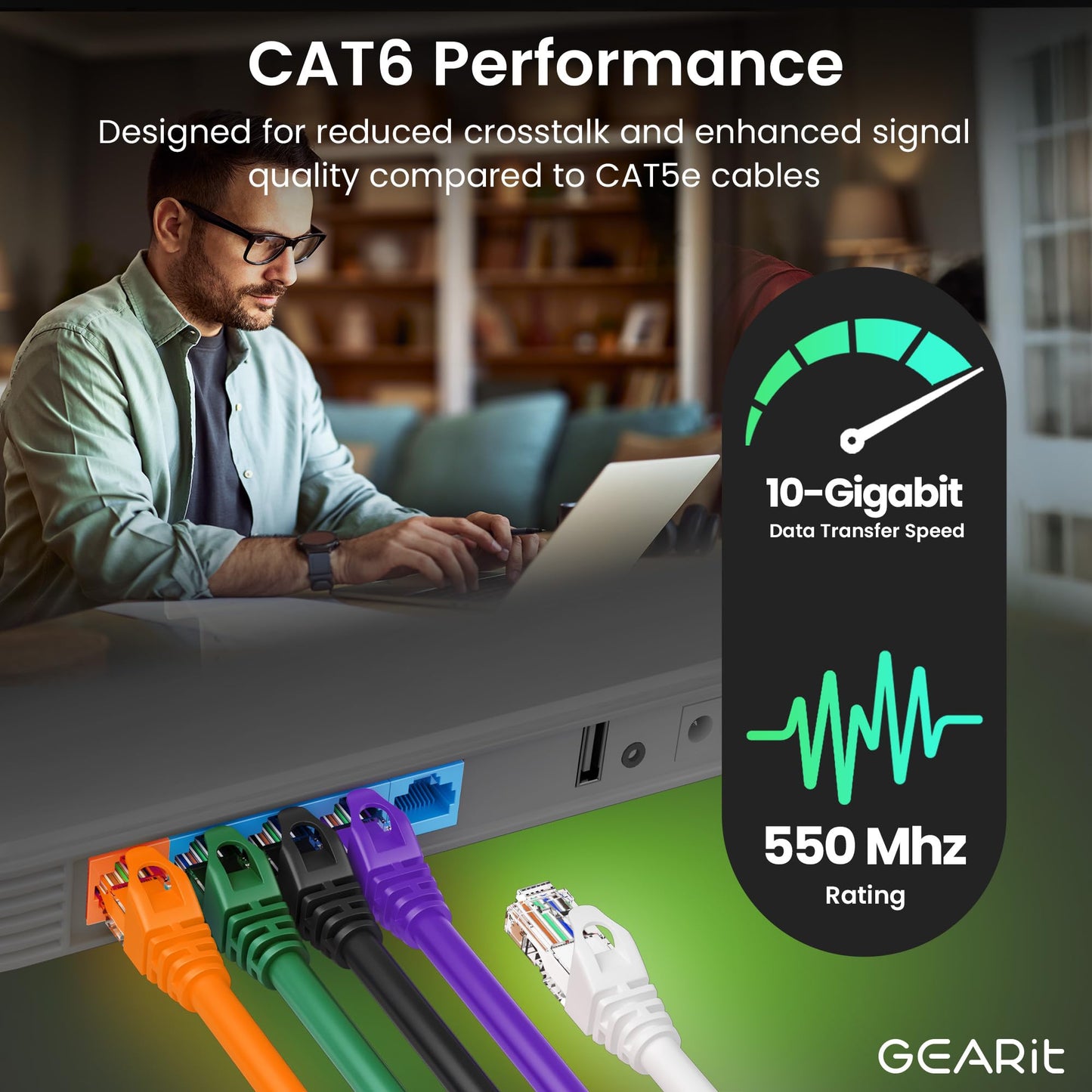 Gearit 100-Pack Cat6 Patch Cable 1 Foot Cat 6 Ethernet Cable Snagless Flexible Soft Tab - Premium Series - Purple