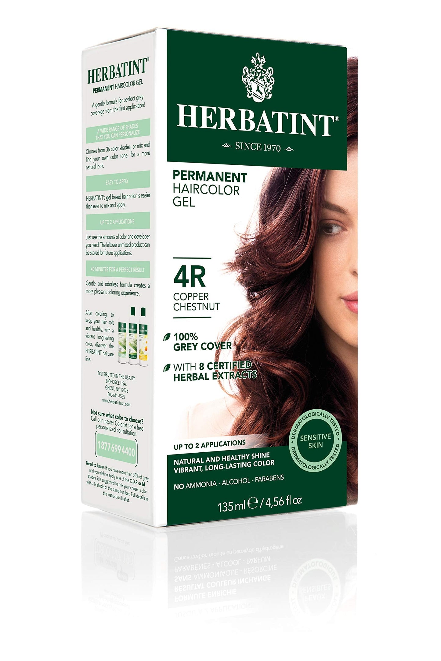 Herbatint Permanent Haircolor Gel, 4R Copper Chestnut, 4.56 Ounce