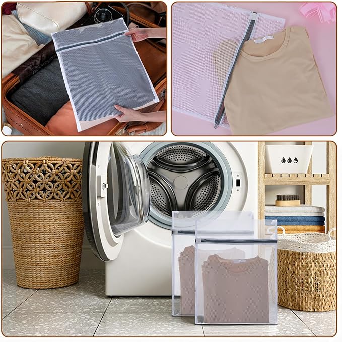 Ouligay 2 Pack Large Mesh Laundry Bag for Delicates 16 X 20 Inch Laundry Mesh Bag with Zipper Essentials Wash Bags for Lingerie, Bras, Socks, Sweater, Travel Organizing