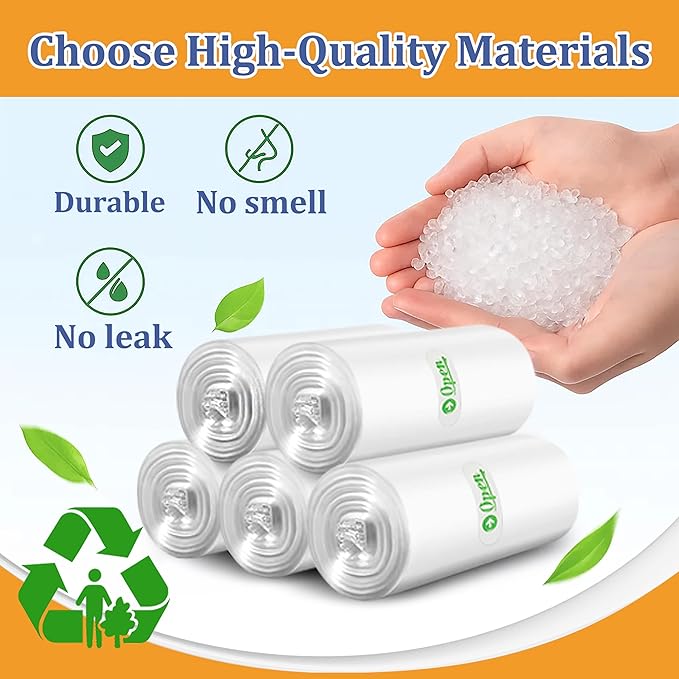 4 Gallon Strong Tie-Top Small Trash Bags 120 Count, fit 15 Liter Mini Waste Basket, 3 Gallon 4 Gallon Unscented Plastic Garbage Bags Can Liners for Home Office Kitchen Bathroom Bedroom, White