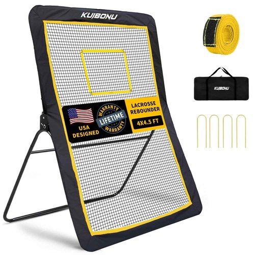 KuiBonu Lacrosse Rebounder, 5x7ft Volleyball Rebounder Net with 5 Bounce Back Angles, Neon Target and Lacrosse Ball, Rebounder for Volleyball Lacrosse Baseball and Soccer Practice