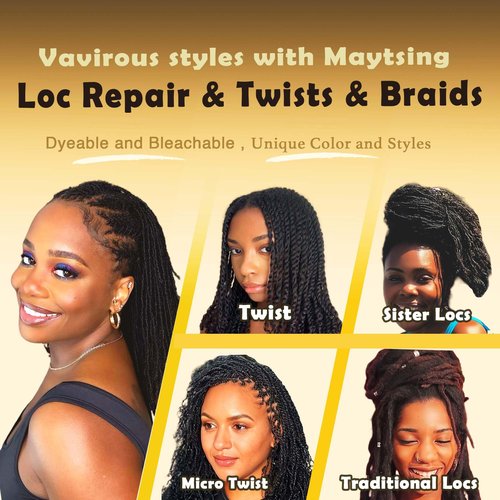 Maytsing Afro Kinkys Bulk Human Hair 14 inches 150g Afro Kinky-curly Human Bulk for Dreadlock Extensions, Twist, Braiding, Making Locs, Repairing Locs, mini Twist - Natural Black