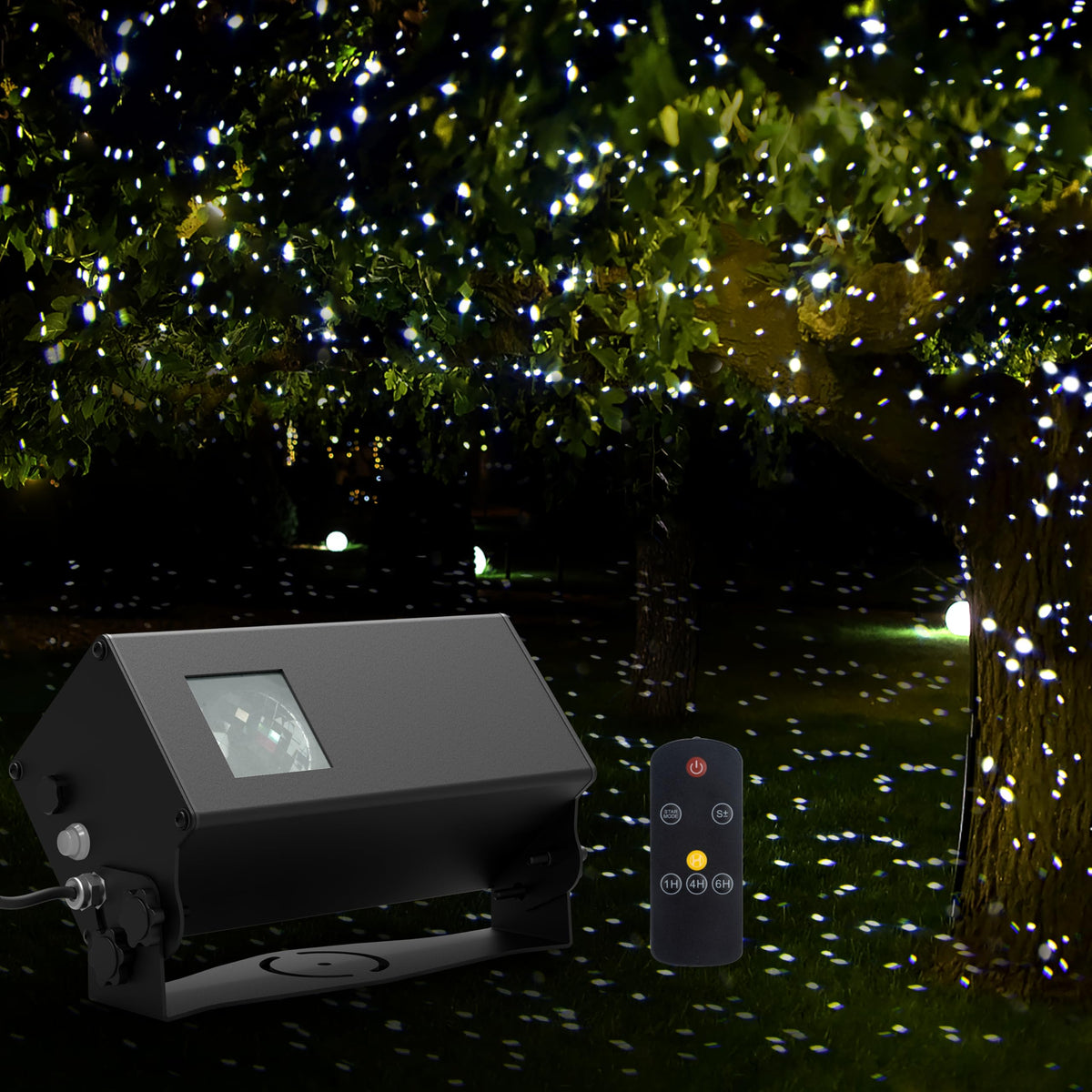Outdoor Star Lights Projector, AIRIVO White Laser Fairy Lights Projector, Christmas Snowflake Projector 3 Lighting Modes Garden Light with Remote Control for Home, Patio,Landscape