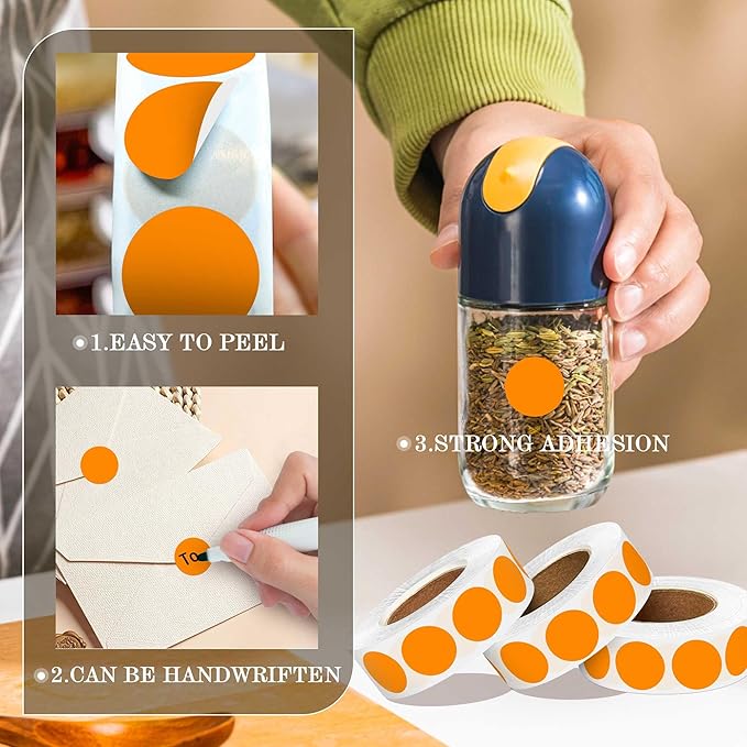 3/4 inch Round Sticker Labels,4 Rolls of 4000 Permanent Adhesive Sealing Stickers for Home,Storage, Moving and Organization(Orange)