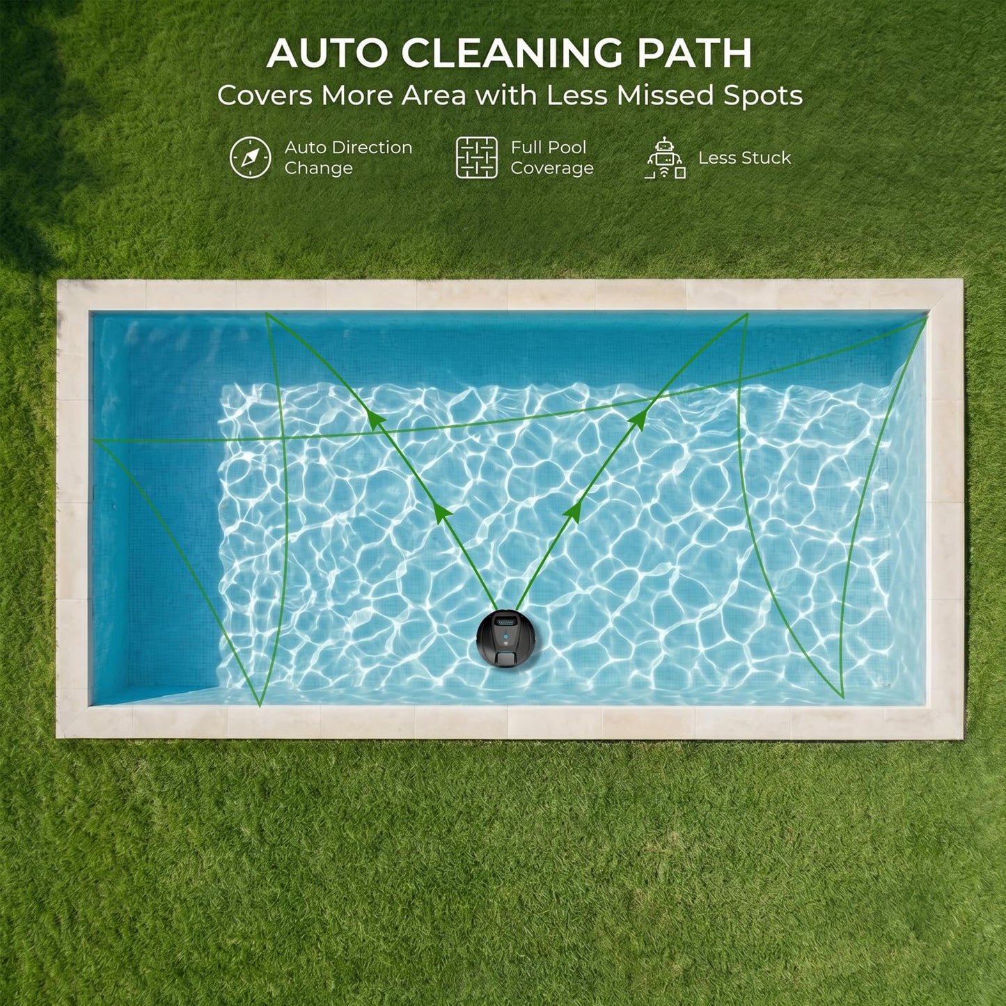 Robotic Pool Cleaner Cordless, Dual-Motor Powerful Suction & 120 Mins Longest Runtime, Self-Parking Fast Charging Pool Vacuum Robot for Above Ground & Flat Pool Bottom Cleaning