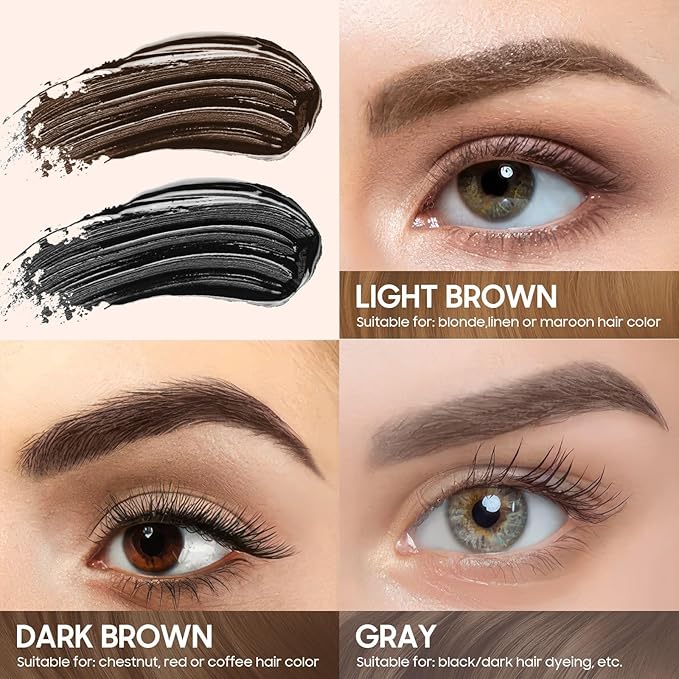 Brow Tattoo Peel Off Tint - Eyebrow Gel Tint with Eyebrow Stencils Long-Lasting Makeup, Brow Gel Eyebrow Tattoos Waterproof, Eye Brow Pencils Create Full Voluminous Brows for Women (Dark Brown)