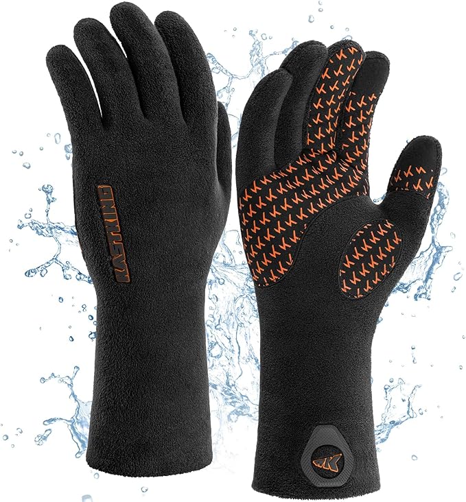 KastKing HydroSense Waterproof Fishing Gloves, 100% Waterproof and Breathable Cold Weather Fishing Gloves, Ideal for Ice F...