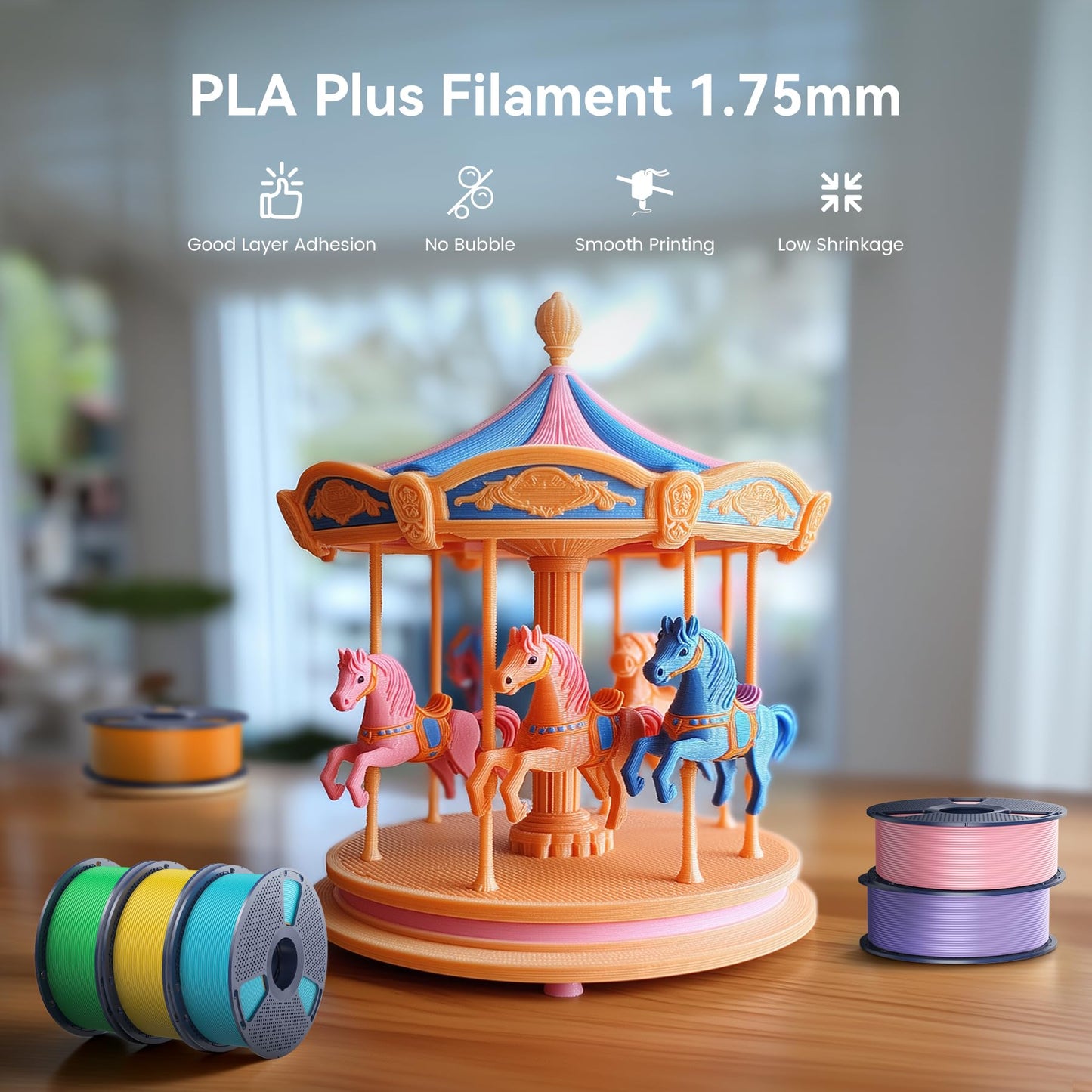 SUNLU PLA Plus Filament 1.75mm Black 1KG, Neatly Wound 3D Printer Filament 1.75mm, PLA+ 1000g, Dimensional Accuracy +/- 0.02 mm, Fit Most FDM 3D Printers, 1kg Spool (2.2lbs), Black