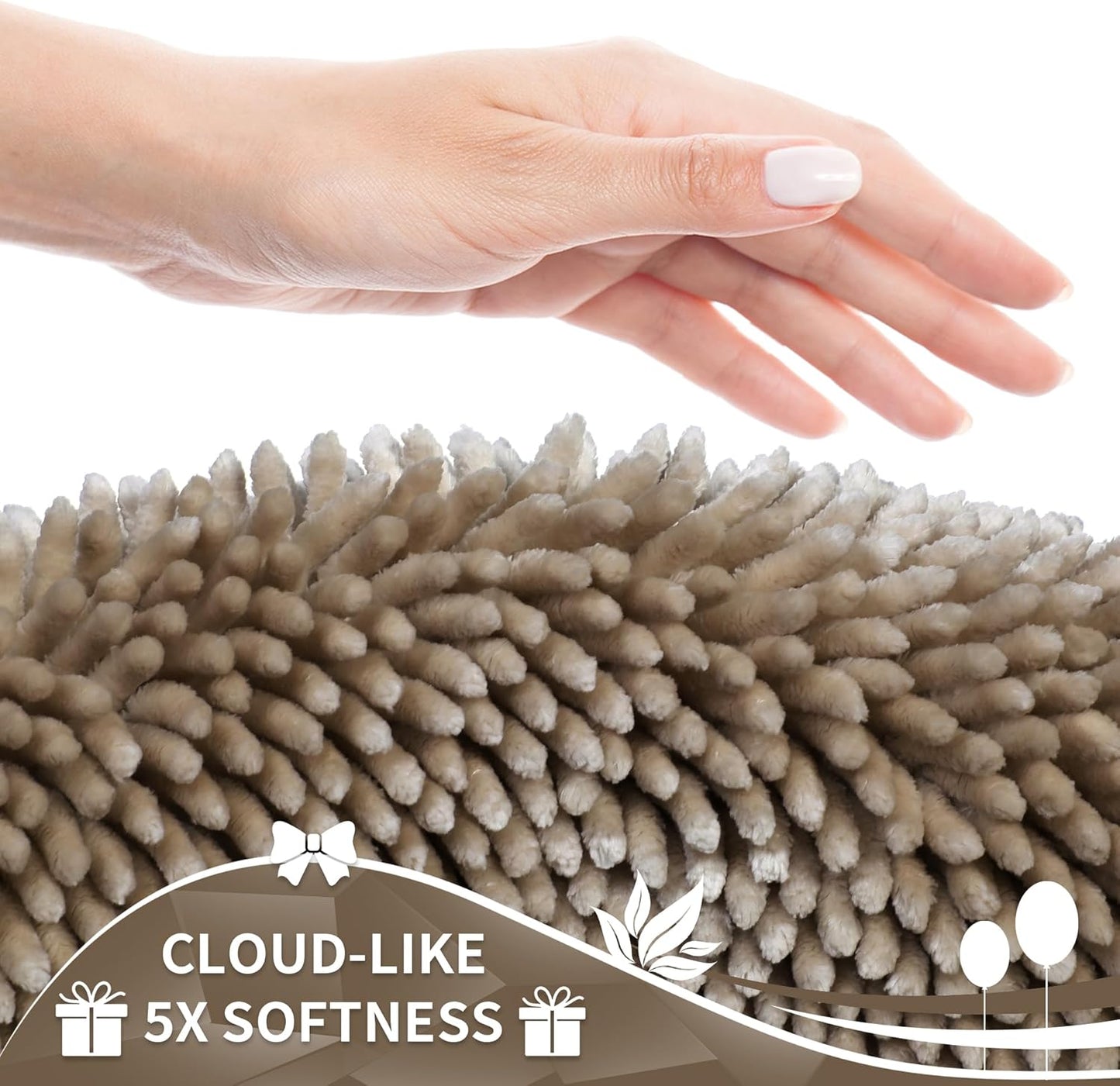 Yimobra Chenille Bathroom Rugs Non Slip, Extra Thick Soft Absorbent Bath Rug, Machine Washable Quick Dry Bath Mat for Bathroom Floor, Tub and Shower, Home Decor Accessories, 24x17, Camel