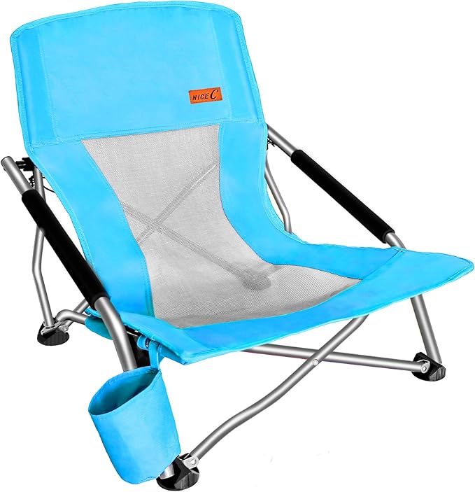 Nice C Low Beach Camping Folding Chair, Ultralight Backpacking Chair with Cup Holder & Carry Bag Compact & Heavy Duty Outd...