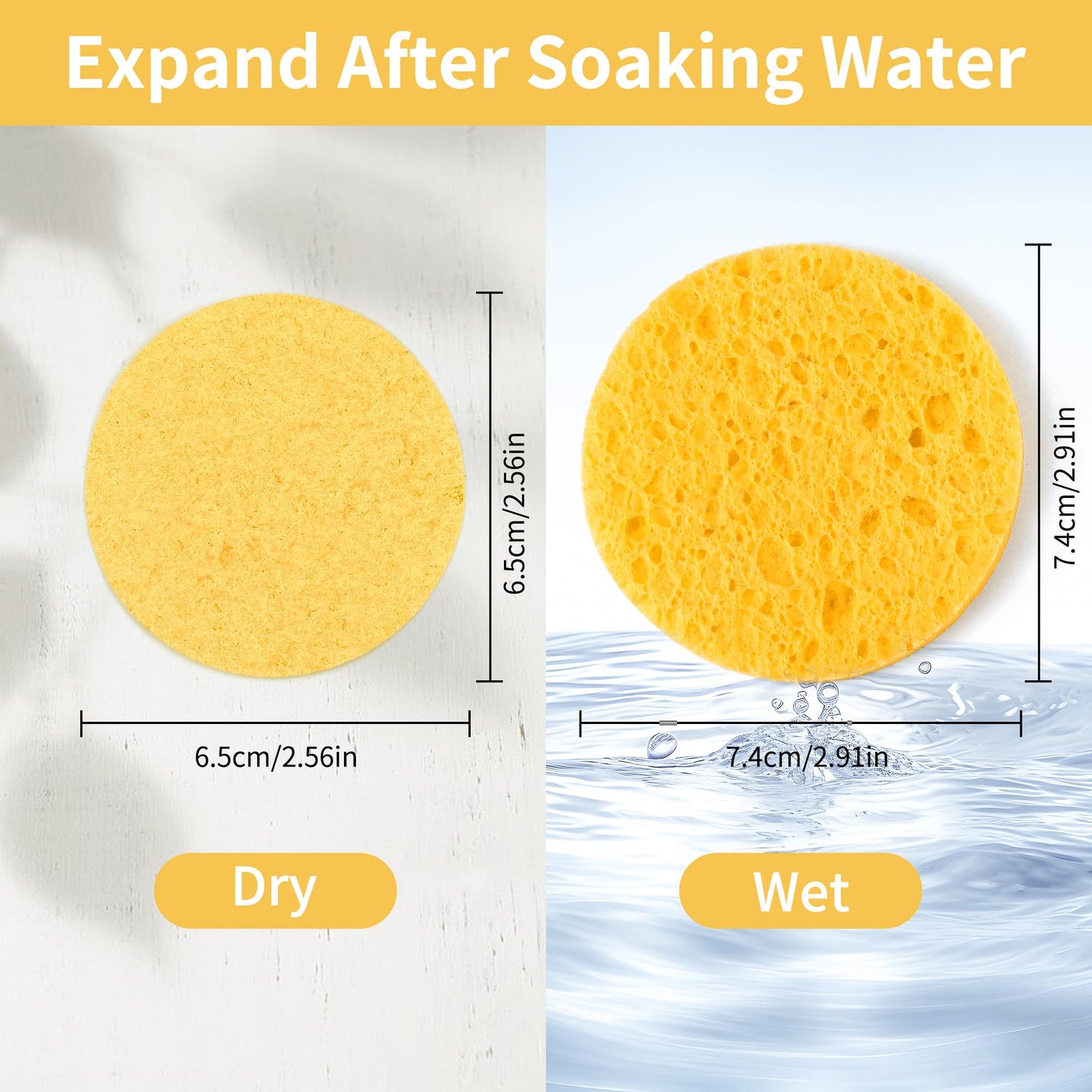 100-Count Compressed Facial Sponges, Natural Cosmetic Spa Sponges for Facial Cleansing, Exfoliating Mask, Makeup Remover, Travel