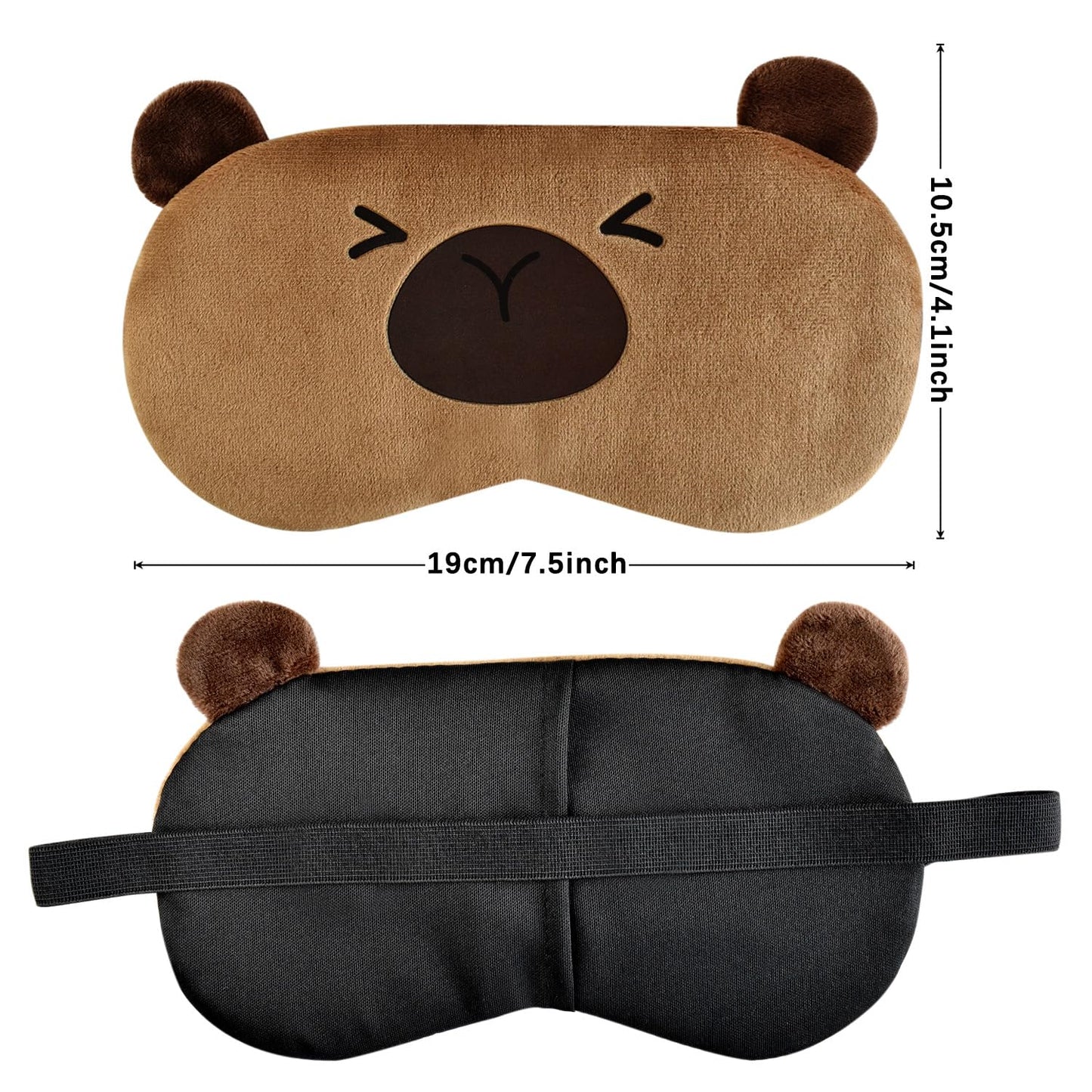 Ulbemoll Cute Capybara Sleeping Mask, Soft Fluffy Plush Blindfold Funny Novelty Animal Sleep Mask Eye Cover Eyeshade for Kids Girls Boys Women Men Night Nap Travel Meditation (Brown, Capybara)