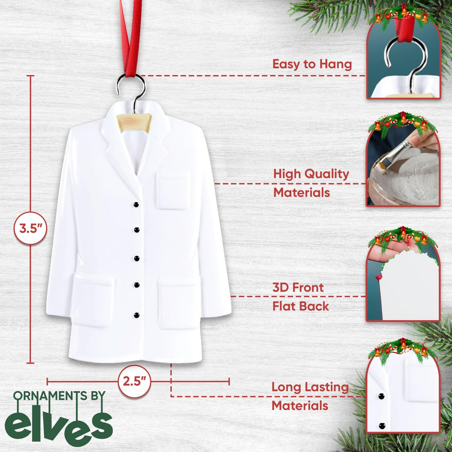 3D Personalized White Coat Ornament 2025 | Custom Christmas Tree Gift Name & Year for Doctors, Nurses, Pharmacists, Veterinarians, Dentists, and Medical Students | Lab Coat Ceremony School Graduates