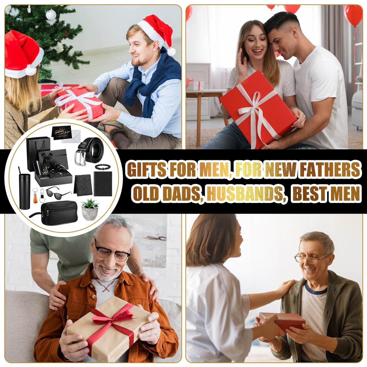 Skylety 12 Pcs Birthday Gifts for Men Set Father Gift Baskets for Men Him Retirement Thank You Presents with Box for Male Dad Husband Boyfriend Coworker Brother Coworker Christmas(Cute Boy)