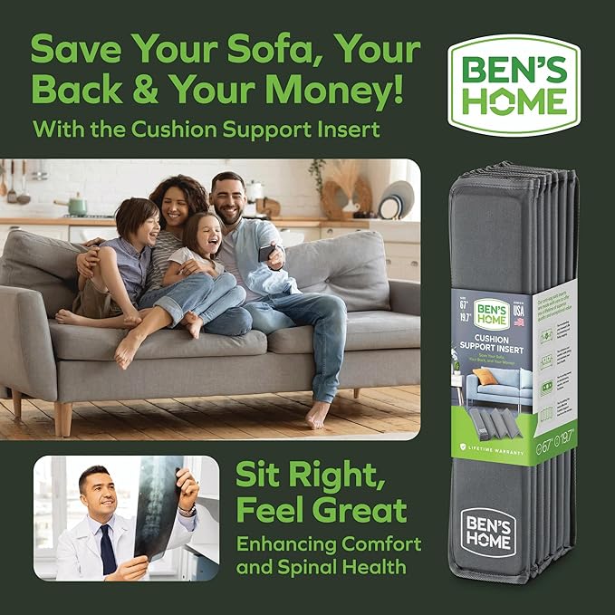 BEN'SHOME® Heavy Duty Couch Cushion Support Board – Instantly Repair Sagging Sofa Seat | 19.7" x 58"-67" | .5" Furniture Grade Wood Under Cushions Insert, Anti-Slip, Extend Sofas & Couches Life