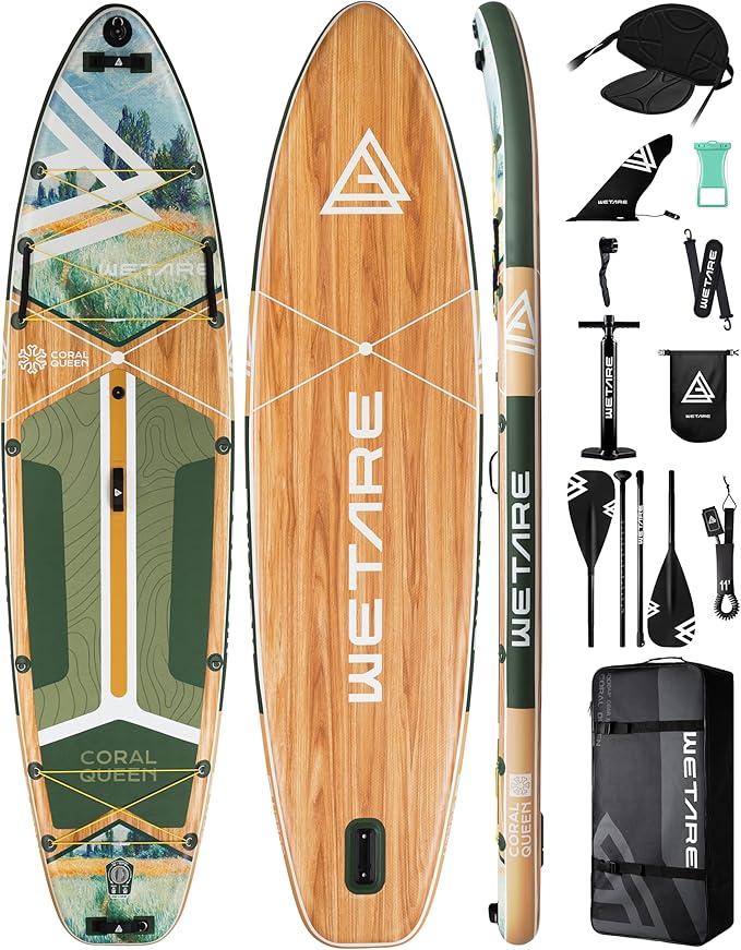 WETARE 11'6"x35" Inflatable Paddle Board, 450lbs Extra Wide Stand Up Sup Board for Adults, Blow Up Paddleboard Kayak Non-S...