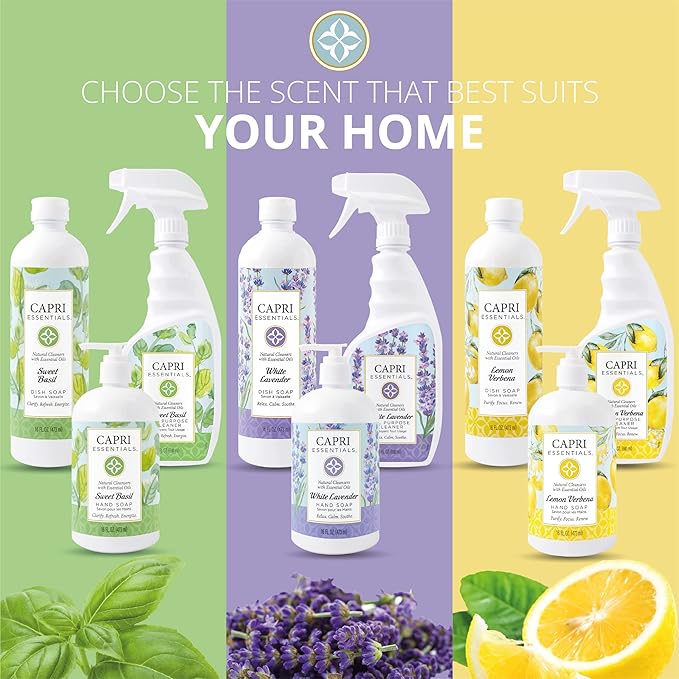 CAPRI ESSENTIALS APC, Household Dust Remover, Kitchen Counter Surface Spray, Removes Grime, Blend of Essential Oils, Sweet Basil 23 FL Oz
