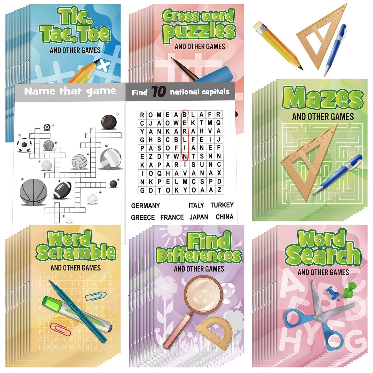Hungdao 96 Pcs Mini Activity Books for Boys and Girls, Fun and Games, Challenging Activities Include Mazes, Word Scramble and More Bulk Gifts for Students Party Classroom Goodie Bag Stuffers