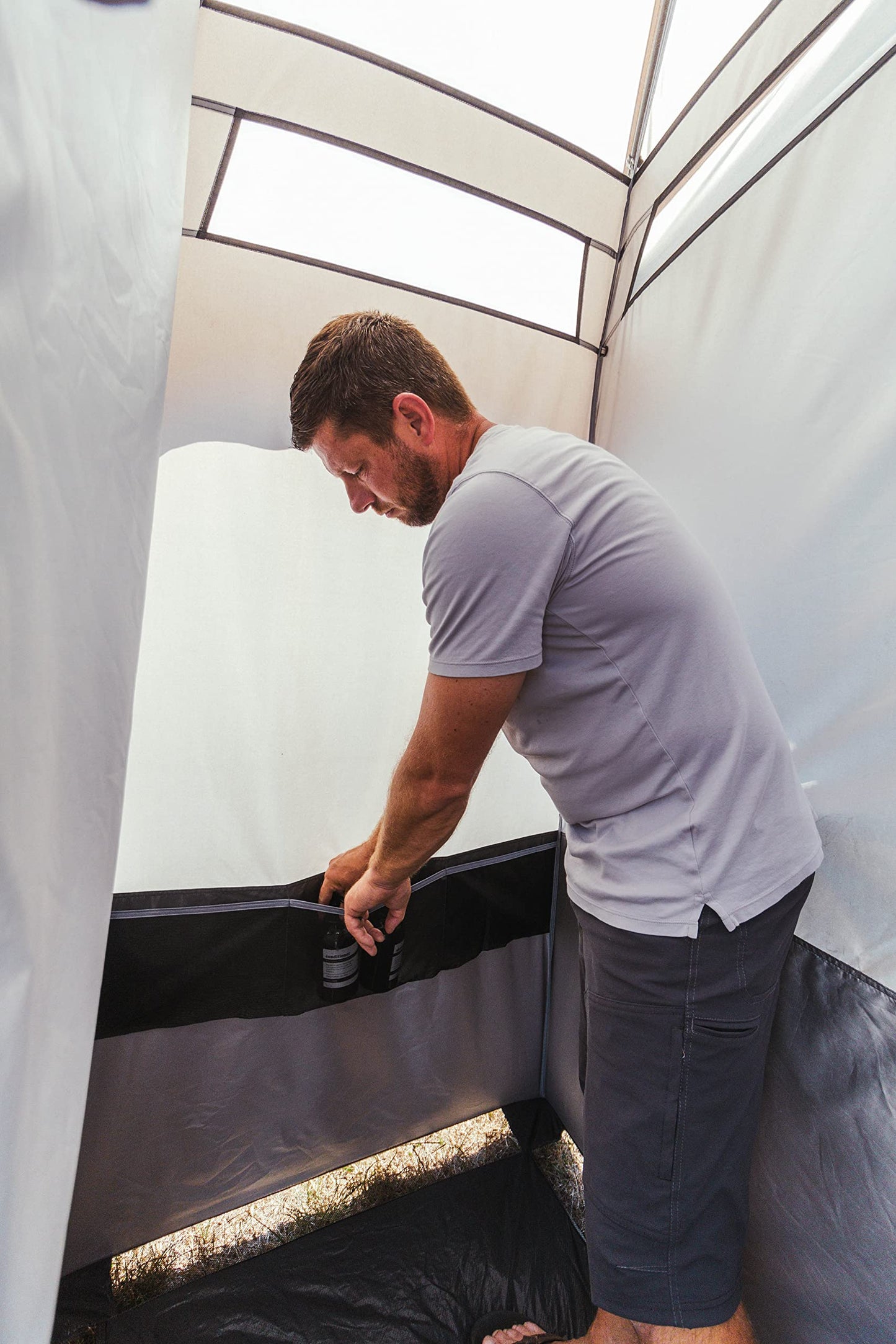 Bushnell Shower Tent with Instant Setup Technology | Shield Series 2 Room Shower Tent for Family Camping, Hunting, Hiking | Solar Water Reservoir Included