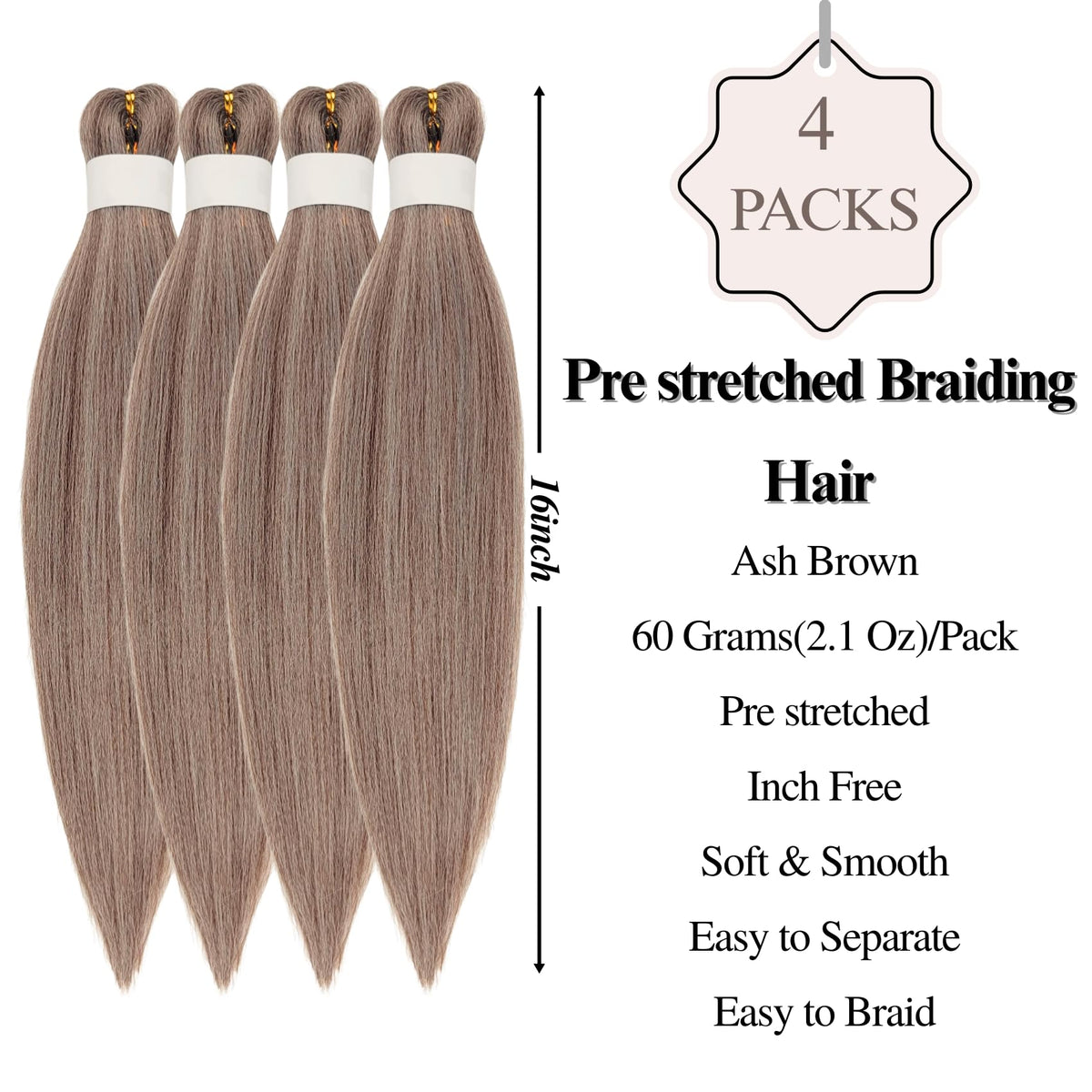 Ash Brown Bob Braiding Hair Pre stretched Curly Short Braiding Hair for Boho Braids Hypoallergenic Knotless Braids