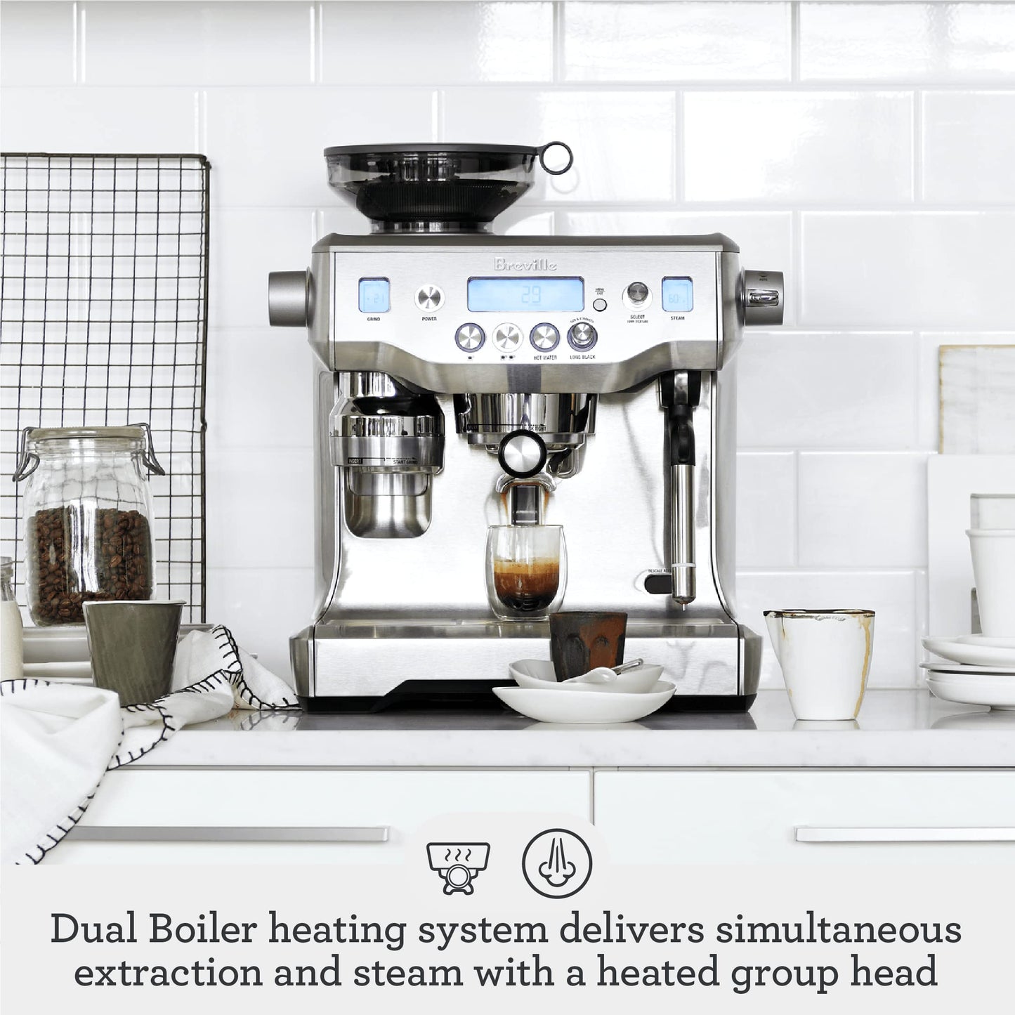 Breville Oracle Espresso Machine BES980XL, Brushed Stainless Steel