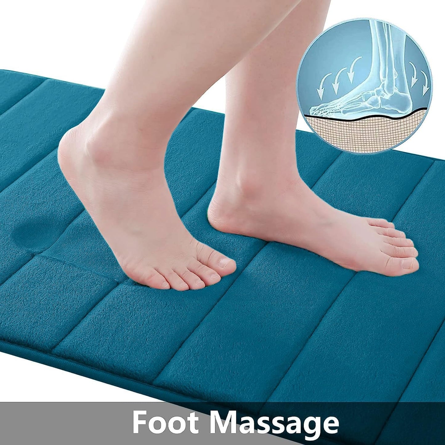 Buganda Memory Foam Bath Mat, 35.4" x 24", Ultra Soft and Non-Slip Bathroom Rugs, Water Absorbent and Machine Washable Bath Rug Runner for Bathroom, Shower, and Tub, Peacock Blue