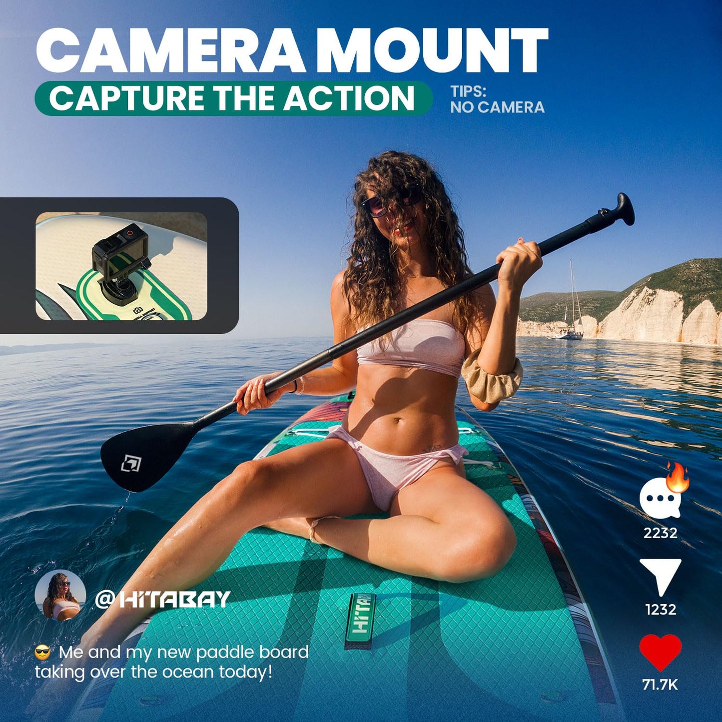 Inflatable Paddle Board for Beginners, All-Round SUP with Ukiyo-e Inspired Design, Stable and Durable Stand Up Paddle Board with Complete Accessory Kit, 10'6" SUP Board